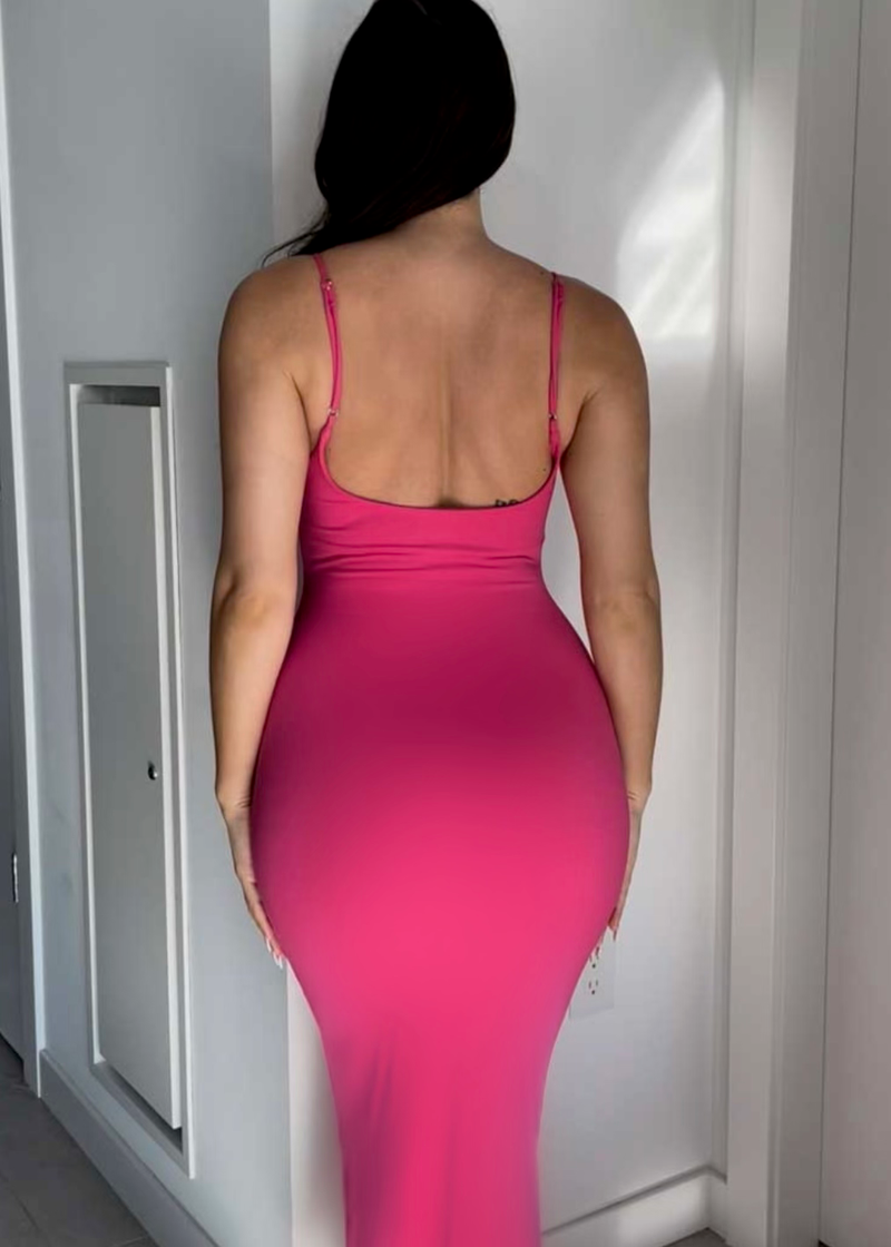 CHLOE HOT PINK FITTED MAXI