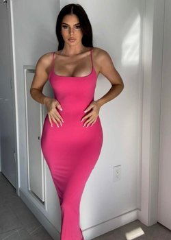 CHLOE HOT PINK FITTED MAXI